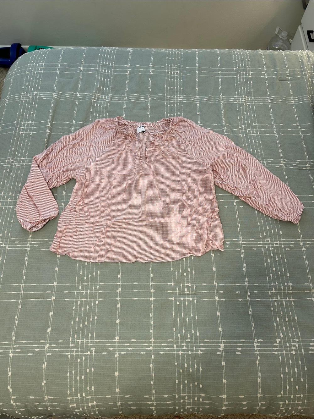 Old Navy Red and White Striped Peasant Top